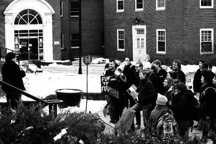 Ella Henry, STU Union President, addresses the rally for education at St. Thomas University on Nov. 24. Photo: ChoraChroma PhotoGraphic. rally-crowd
