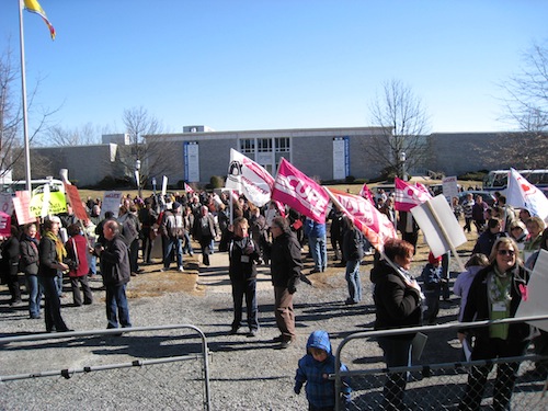 New Brunswick labour organizes rally to save the NB Advisory Council on the Status of Women on April 8, 2011. Photo: Jody Dallaire. cupe-acsw
