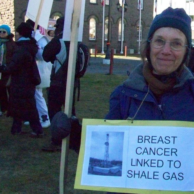 Ruth Wolpin, a survivor of breast cancer, rallies against shale gas in Fredericton on Nov. 27, 2012. Photo: Stephanie Merrill. ruth_wolpin