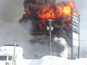 A tanker truck responded to the large industrial fire on Hanwell Road in Fredericton on Feb. 8. Firefighters are concerned that a tanker truck is being removed from service in the north side of Fredericton. Photo from the Fredericton Firefighters Association.