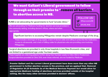 Reproductive Justice NB responds to NB Liberals on abortion access